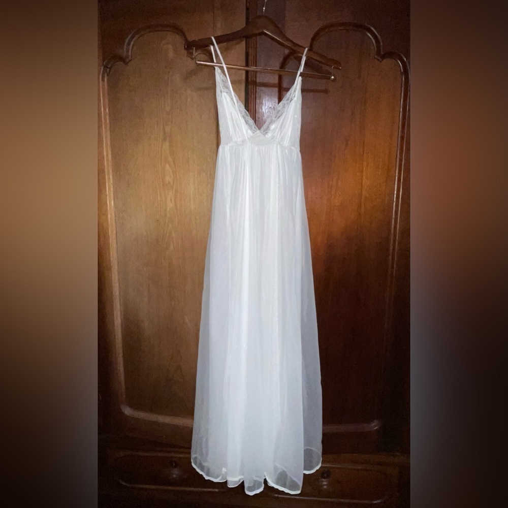 Vintage Tosca White Lace Maxi Lingerie Double Layer Bridal Nightie Small